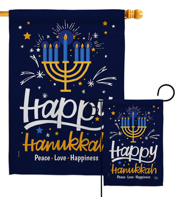 Happy Hanukkah - Hanukkah Winter Vertical Impressions Decorative Flags HG192314 Made In USA