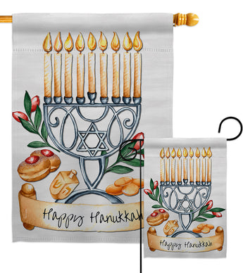 Happy Hanukkah - Hanukkah Winter Vertical Impressions Decorative Flags HG192316 Made In USA