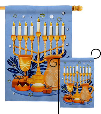 Gathering Hanukkah - Hanukkah Winter Vertical Impressions Decorative Flags HG192720 Made In USA