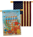 Hanukkah Feast - Hanukkah Winter Vertical Impressions Decorative Flags HG120278 Made In USA