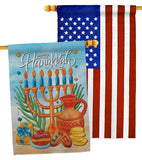 Hanukkah Feast - Hanukkah Winter Vertical Impressions Decorative Flags HG120278 Made In USA