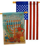 Hanukkah Feast - Hanukkah Winter Vertical Impressions Decorative Flags HG120278 Made In USA