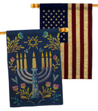 Lighting Hanukkah - Hanukkah Winter Vertical Impressions Decorative Flags HG190184 Made In USA