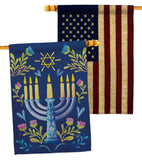 Lighting Hanukkah - Hanukkah Winter Vertical Impressions Decorative Flags HG190184 Made In USA