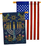 Lighting Hanukkah - Hanukkah Winter Vertical Impressions Decorative Flags HG190184 Made In USA