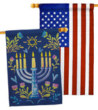 Lighting Hanukkah - Hanukkah Winter Vertical Impressions Decorative Flags HG190184 Made In USA