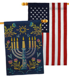 Lighting Hanukkah - Hanukkah Winter Vertical Impressions Decorative Flags HG190184 Made In USA