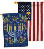 Lighting Hanukkah - Hanukkah Winter Vertical Impressions Decorative Flags HG190184 Made In USA