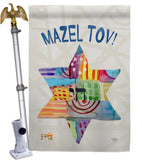 Mazel Tov Star - Hanukkah Winter Vertical Impressions Decorative Flags HG114132 Made In USA