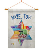 Mazel Tov Star - Hanukkah Winter Vertical Impressions Decorative Flags HG114132 Made In USA