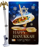 Happy Hanukkah Dreidel - Hanukkah Winter Vertical Impressions Decorative Flags HG114174 Made In USA