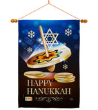 Happy Hanukkah Dreidel - Hanukkah Winter Vertical Impressions Decorative Flags HG114174 Made In USA