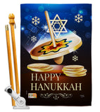 Happy Hanukkah Dreidel - Hanukkah Winter Vertical Impressions Decorative Flags HG114174 Made In USA