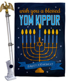 Blessed Yom Kippur - Hanukkah Winter Vertical Impressions Decorative Flags HG114226 Made In USA