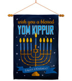 Blessed Yom Kippur - Hanukkah Winter Vertical Impressions Decorative Flags HG114226 Made In USA