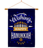 Wish Happy Hanukkah - Hanukkah Winter Vertical Impressions Decorative Flags HG114239 Made In USA