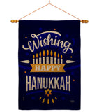 Wish Happy Hanukkah - Hanukkah Winter Vertical Impressions Decorative Flags HG114239 Made In USA