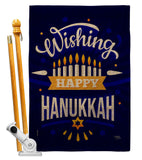 Wish Happy Hanukkah - Hanukkah Winter Vertical Impressions Decorative Flags HG114239 Made In USA