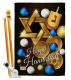 Happy Hanukkah - Hanukkah Winter Vertical Impressions Decorative Flags HG137063 Made In USA