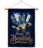 Happy Hanukkah - Hanukkah Winter Vertical Impressions Decorative Flags HG137330 Made In USA