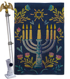 Lighting Hanukkah - Hanukkah Winter Vertical Impressions Decorative Flags HG190184 Made In USA