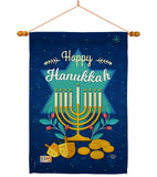 Happy Hanukkah - Hanukkah Winter Vertical Impressions Decorative Flags HG191061 Made In USA