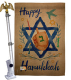 Happy Hanukkah - Hanukkah Winter Vertical Impressions Decorative Flags HG191077 Made In USA