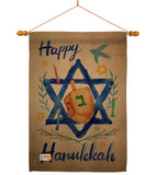 Happy Hanukkah - Hanukkah Winter Vertical Impressions Decorative Flags HG191077 Made In USA