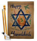 Happy Hanukkah - Hanukkah Winter Vertical Impressions Decorative Flags HG191077 Made In USA