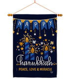 Peace Love Happiness - Hanukkah Winter Vertical Impressions Decorative Flags HG192315 Made In USA