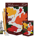 Welcome Fall Leaves Garden - Harvest & Autumn Fall Vertical Applique Decorative Flags HG113032 Imported