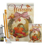 Cornucopia Wreath - Harvest & Autumn Fall Vertical Impressions Decorative Flags HG113044 Made In USA