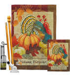 Autumn Blessings Turkey - Harvest & Autumn Fall Vertical Impressions Decorative Flags HG113070 Made In USA