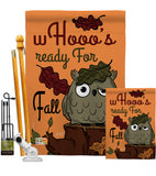 Whooo's Reday For Fall - Harvest & Autumn Fall Vertical Impressions Decorative Flags HG137104 Made In USA