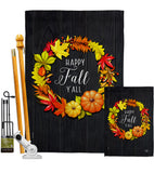 Fall Wreath - Harvest & Autumn Fall Vertical Impressions Decorative Flags HG192630 Made In USA