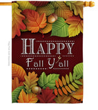 Happy Fall Y All - Harvest & Autumn Fall Vertical Impressions Decorative Flags HG113005 Made In USA