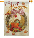 Cornucopia Wreath - Harvest & Autumn Fall Vertical Impressions Decorative Flags HG113044 Made In USA