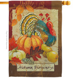 Autumn Blessings Turkey - Harvest & Autumn Fall Vertical Impressions Decorative Flags HG113070 Made In USA