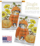 Happy Pumpkin Kitty - Harvest & Autumn Fall Vertical Impressions Decorative Flags HG113076 Made In USA