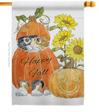 Happy Pumpkin Kitty - Harvest & Autumn Fall Vertical Impressions Decorative Flags HG113076 Made In USA