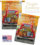 Welcome Harvest Truck - Harvest & Autumn Fall Vertical Impressions Decorative Flags HG113077 Made In USA