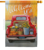 Welcome Harvest Truck - Harvest & Autumn Fall Vertical Impressions Decorative Flags HG113077 Made In USA