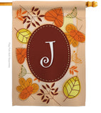 Autumn J Initial - Harvest & Autumn Fall Vertical Impressions Decorative Flags HG130036 Made In USA