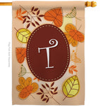 Autumn T Initial - Harvest & Autumn Fall Vertical Impressions Decorative Flags HG130046 Made In USA