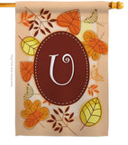 Autumn U Initial - Harvest & Autumn Fall Vertical Impressions Decorative Flags HG130047 Made In USA