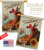 Hello Cornucopia - Harvest Autumn Fall Vertical Impressions Decorative Flags HG130423 Made In USA