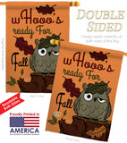 Whooo's Reday For Fall - Harvest & Autumn Fall Vertical Impressions Decorative Flags HG137104 Made In USA