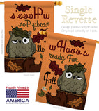 Whooo's Reday For Fall - Harvest & Autumn Fall Vertical Impressions Decorative Flags HG137104 Made In USA