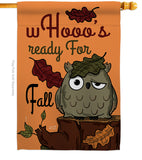 Whooo's Reday For Fall - Harvest & Autumn Fall Vertical Impressions Decorative Flags HG137104 Made In USA