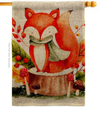 Autumn Fox - Harvest & Autumn Fall Vertical Impressions Decorative Flags HG137595 Made In USA